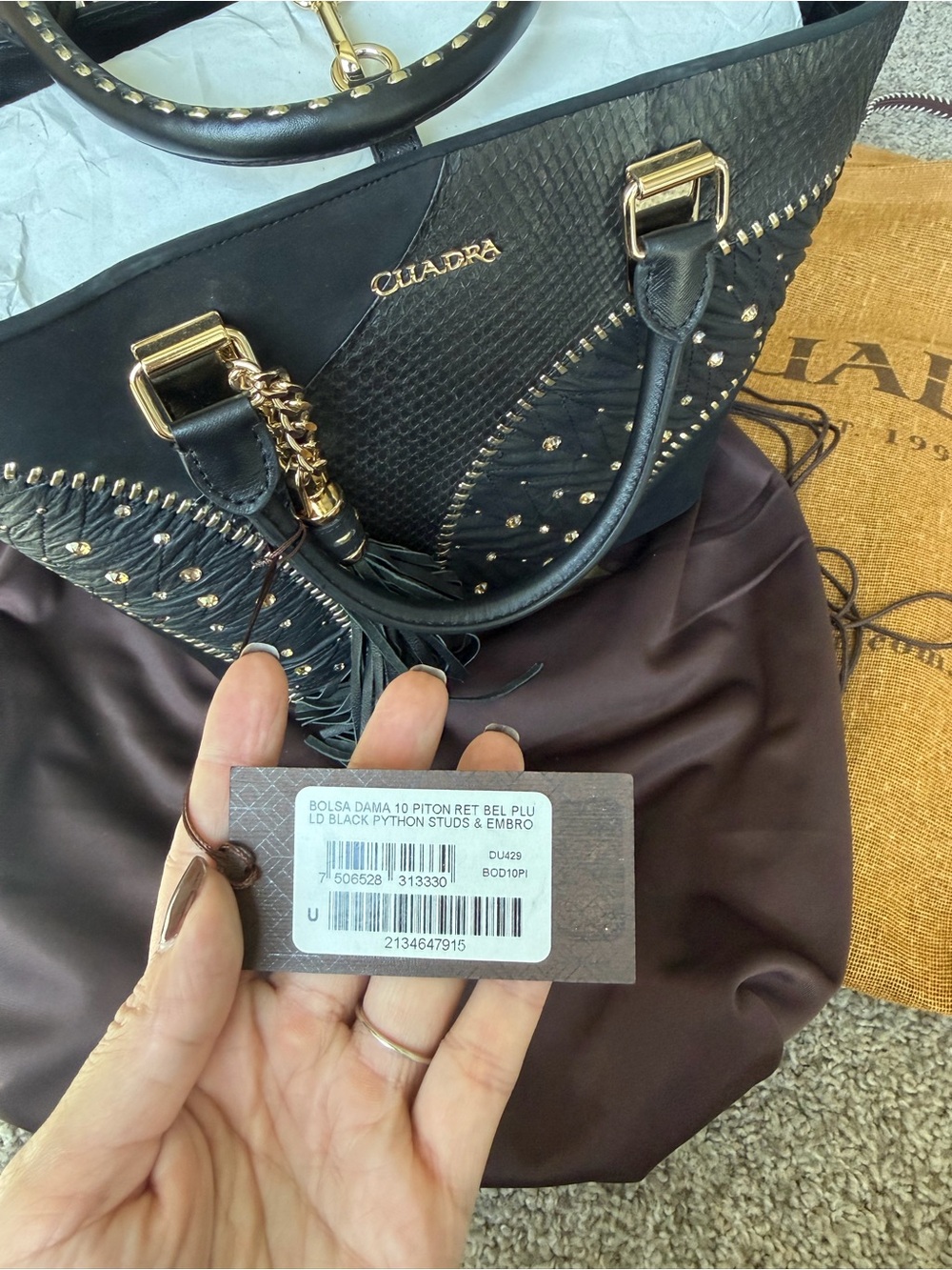 CUADRA Purse Black Phyton Crossbody - Picture 2 of 6
